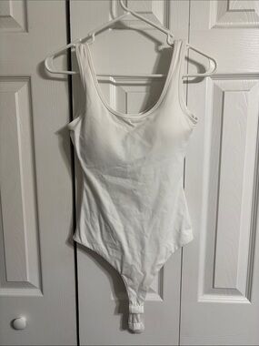 Klassy Network White Scoop Tank Bodysuit